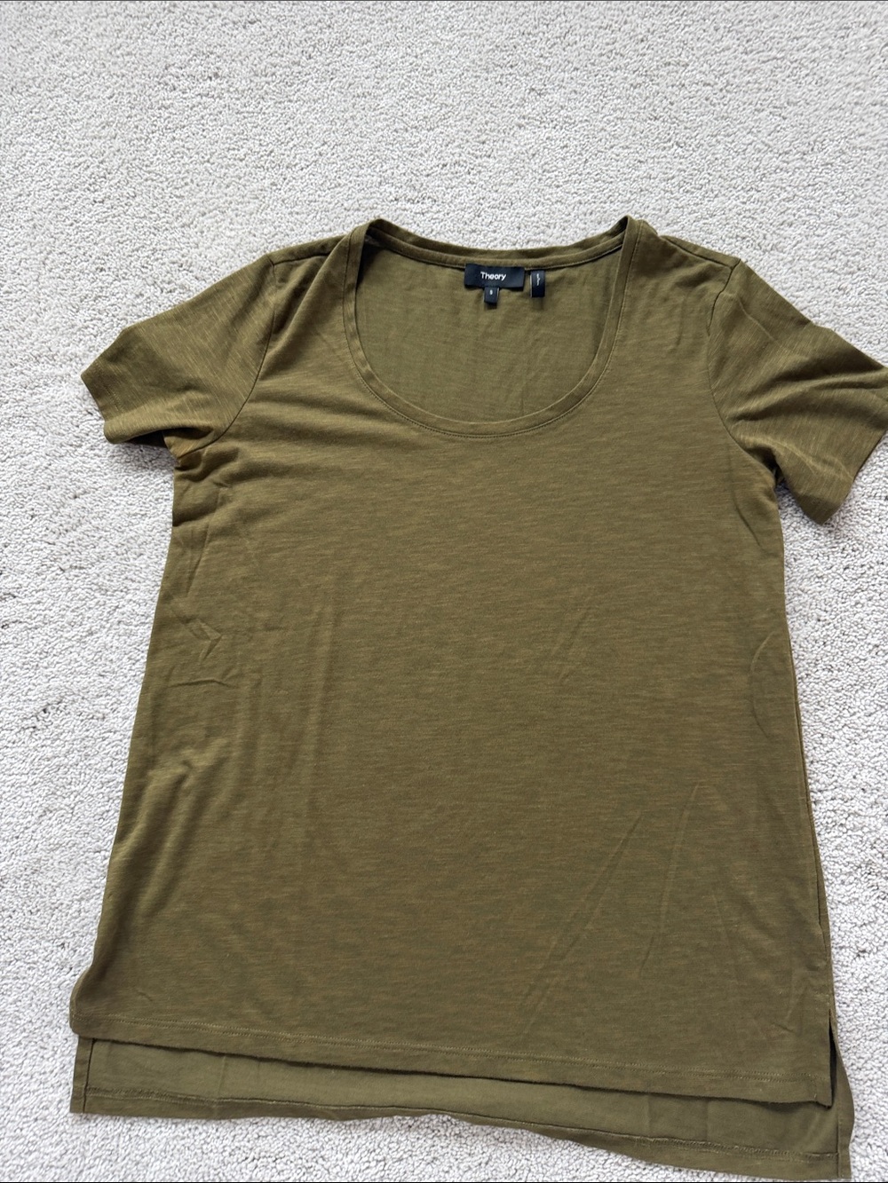 Theory Olive Green Scoop Neck Short Sleeve Tee